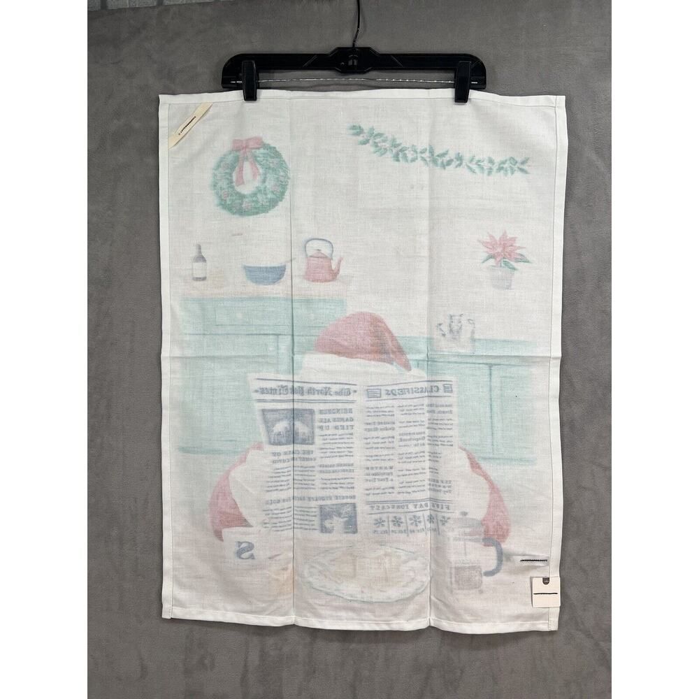 Anthropologie Breakfast With Santa Dish Towel 28” L x 21 “ W Single Towel - Picture 3 of 5